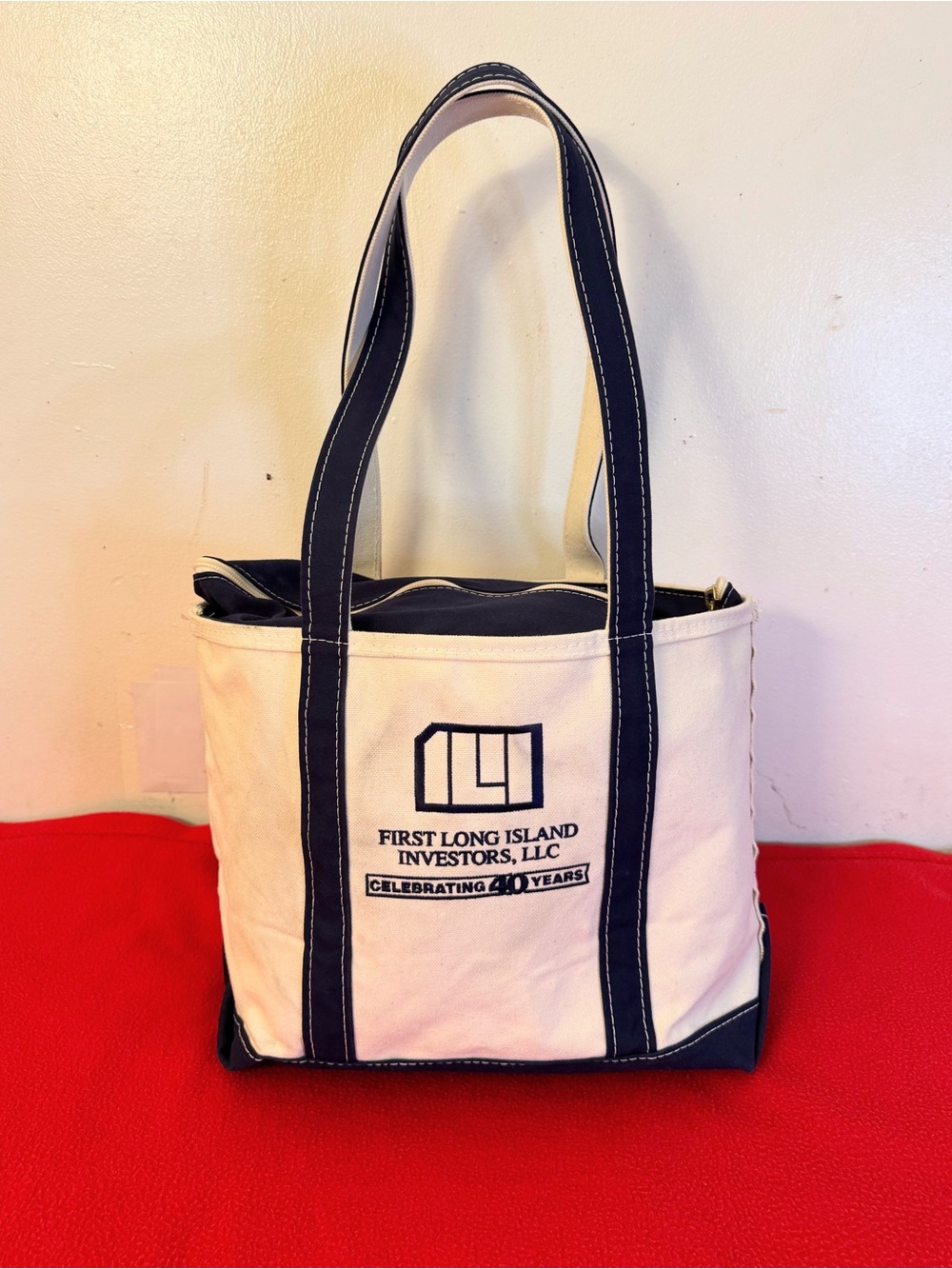 Vintage 90s L.L bean boat and tote zip top Medium canvas handles bag USA Made